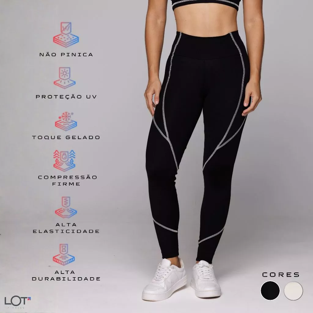 Calça Legging Poliamida Fitness Alta Compressão Academia Esportiva Sense Coleção Duo
