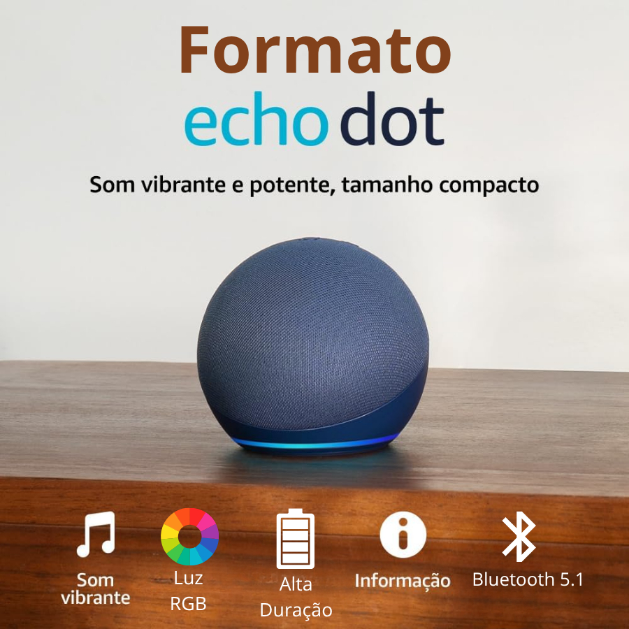Alaxe Echo Dot 5 Geração a Prova de Agua Caixa de Som Bluetooth Som Potente Formato Echo Dot Smart Speaker Som Potente