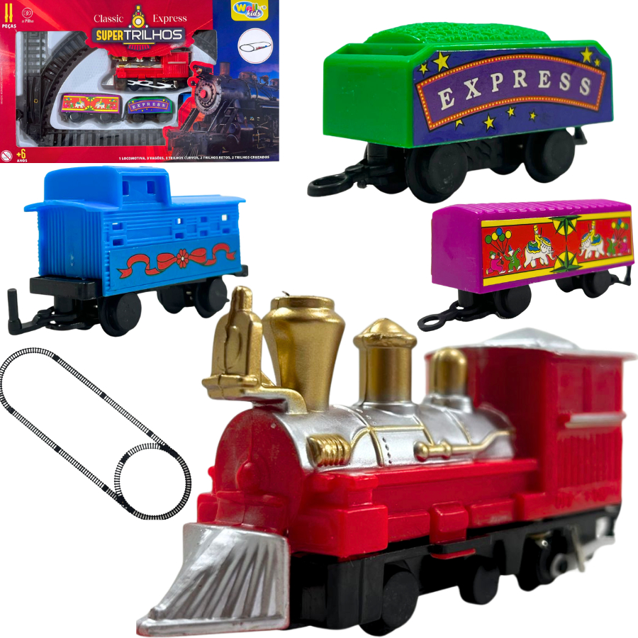Trem Brinquedo Locomotiva Trenzinho Infantil Vagão Cores varios modelos