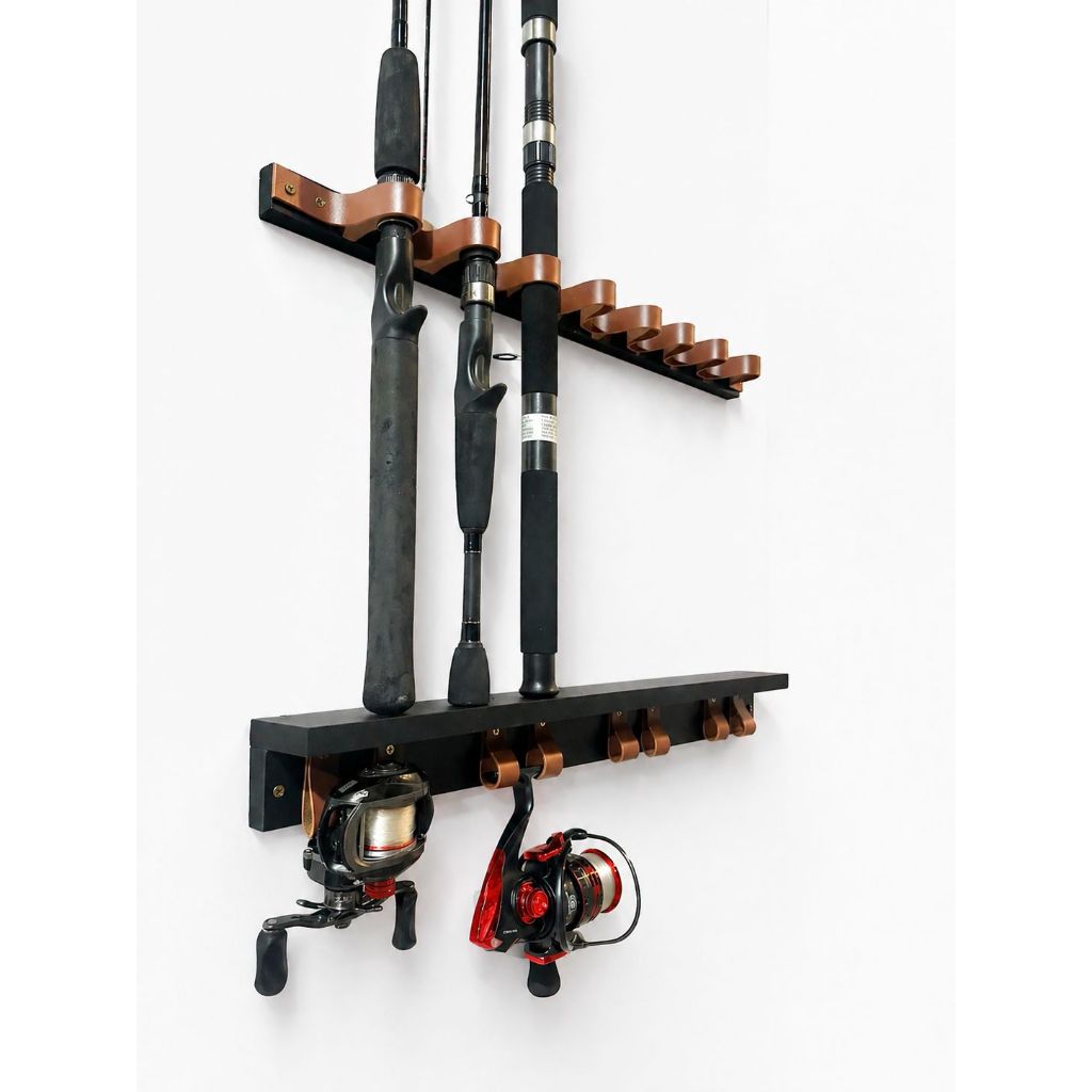 Suporte Porta Varas Molinete Carretilha para Pesca - Expositor de Parede