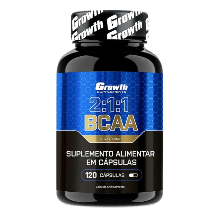 BCAA 2:1:1 120 Cápsulas Aminoácidos Leucina Valina Isoleucina Recuperação Muscular Pump Energia
