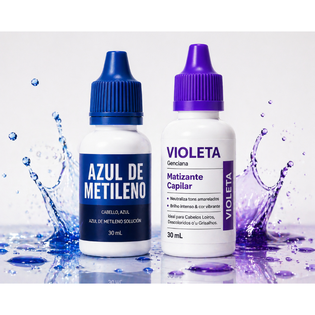 Kit Matizador Azul de Metileno + Violeta Genciana | Tira Amarelo | Loiro Platinado Profissional