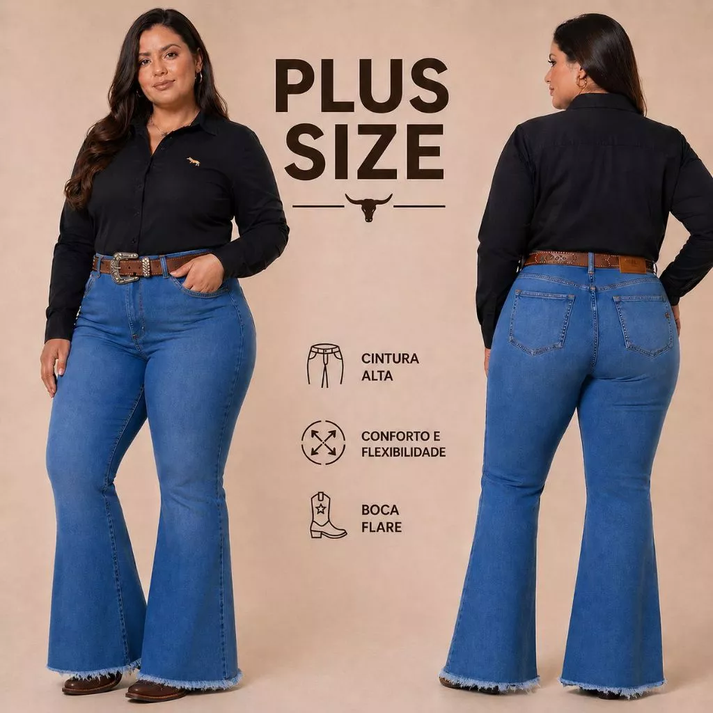 Calça Country Feminina Plus Size Modela o Corpo — imagem 1