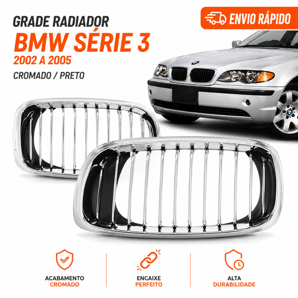 Grade Radiador Bmw Serie 3 2002 2003 2004 2005 Cromado/preto