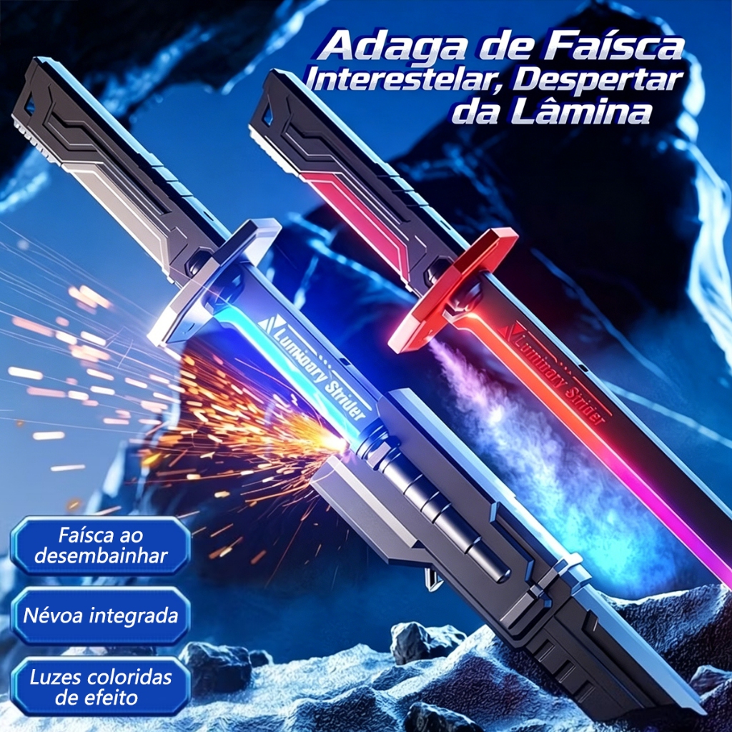 Espada Estilo Japonesa Katana Samurai Com Led RGB e Efeitos de Fumaça e Faísca