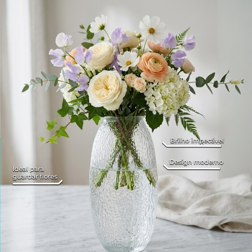 Vaso Etrusco, Vaso de Vidro de Mesa, Vaso de Flor Decorativo, 1100ml – Ruvolo — imagem 2 de 2