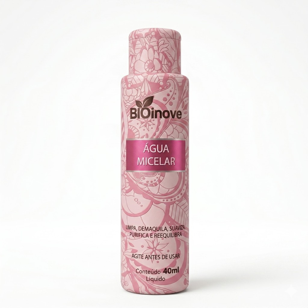 Demaquilante Makeup Bio Inove 40ml Água Micelar Limpeza Profunda e Remoção de Maquiagem Profissional