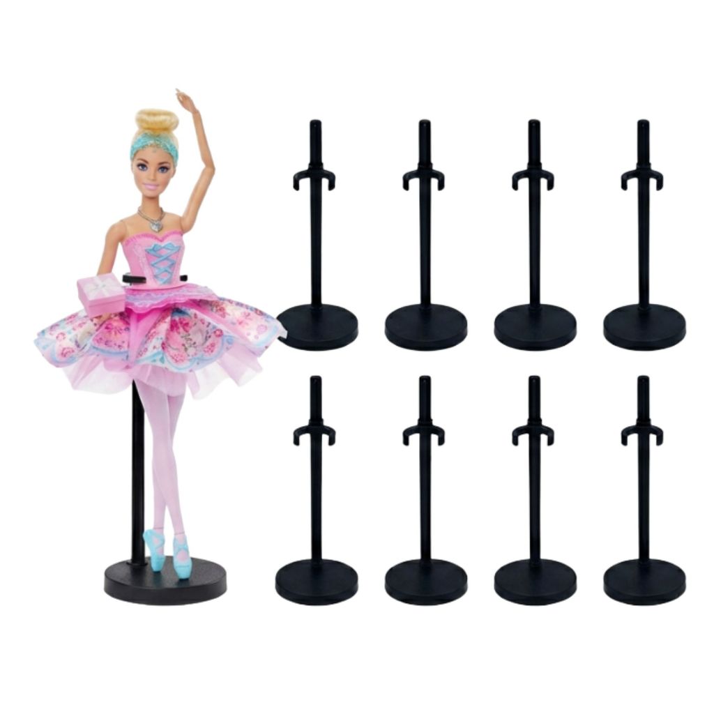 Kit 10 Suportes Preto Pedestal Para Bonecas E Bonecos Expositor Ajustável
