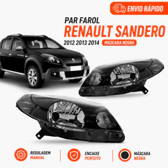 Par Farol Renault Sandero 2012 2013 2014 Manual Mascara Negra Ambos