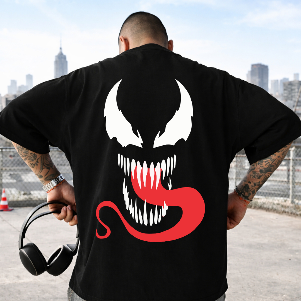 Camiseta Camisa Oversized Academia Venom Estampa Costa Musculação Premium Algodão Streetwear Treino