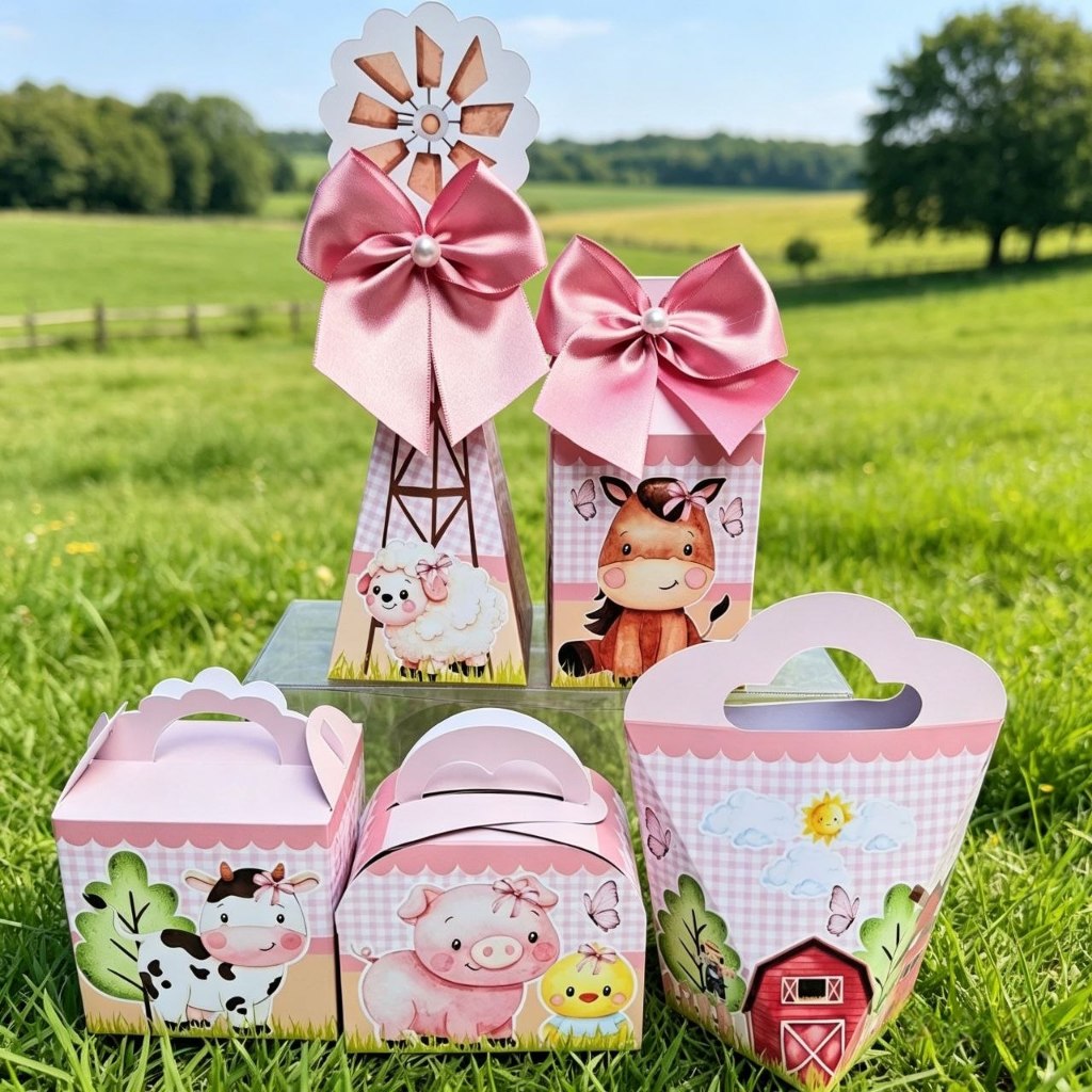 Kit Personalizados FAZENDINHA ROSA MENINA COWGIRL Pegue e Monte Caixinhas Lembrancinhas Festa Infantil Aniversário