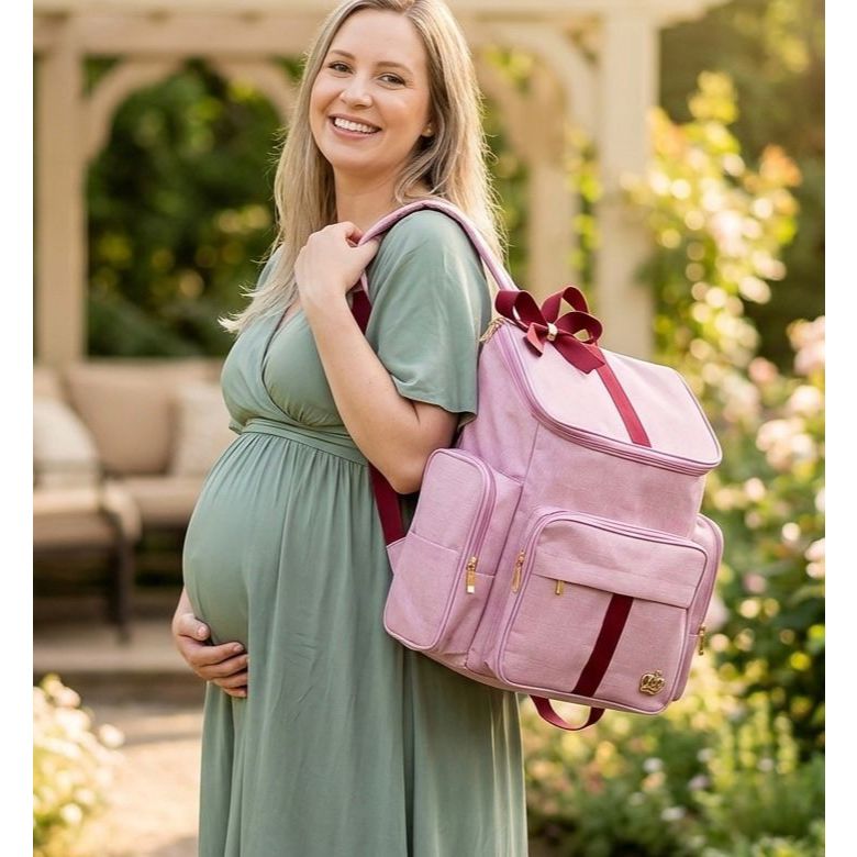 Mochila Maternidade Rosa / Bordo Bebe Luxo Laço