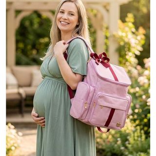 Mochila Maternidade Rosa / Bordo Bebe Luxo Laço