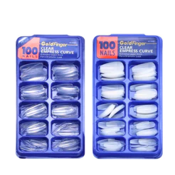 Kit 100 Unhas postiça Bailarina Natural (Branca/transparente)