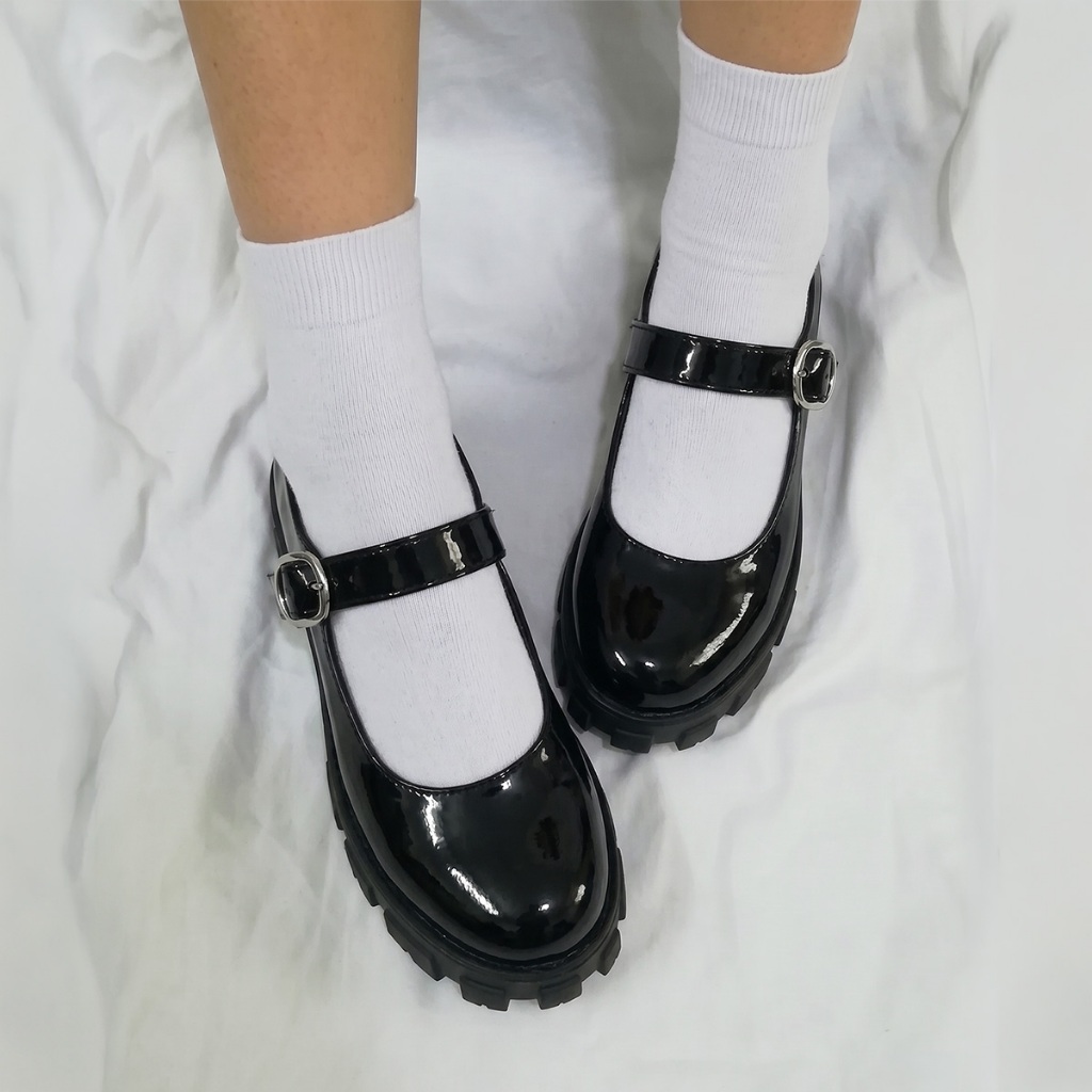 Sapato Feminino De Boneca Mary Jane Colegial Estilo Dorama Delicado Confortável Tratorado