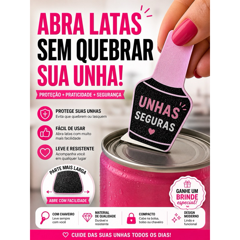 Kit Abridor De Latas Chaveiro  De Unhas Prático E Seguro unhas prontas esmalte proteja sua unha