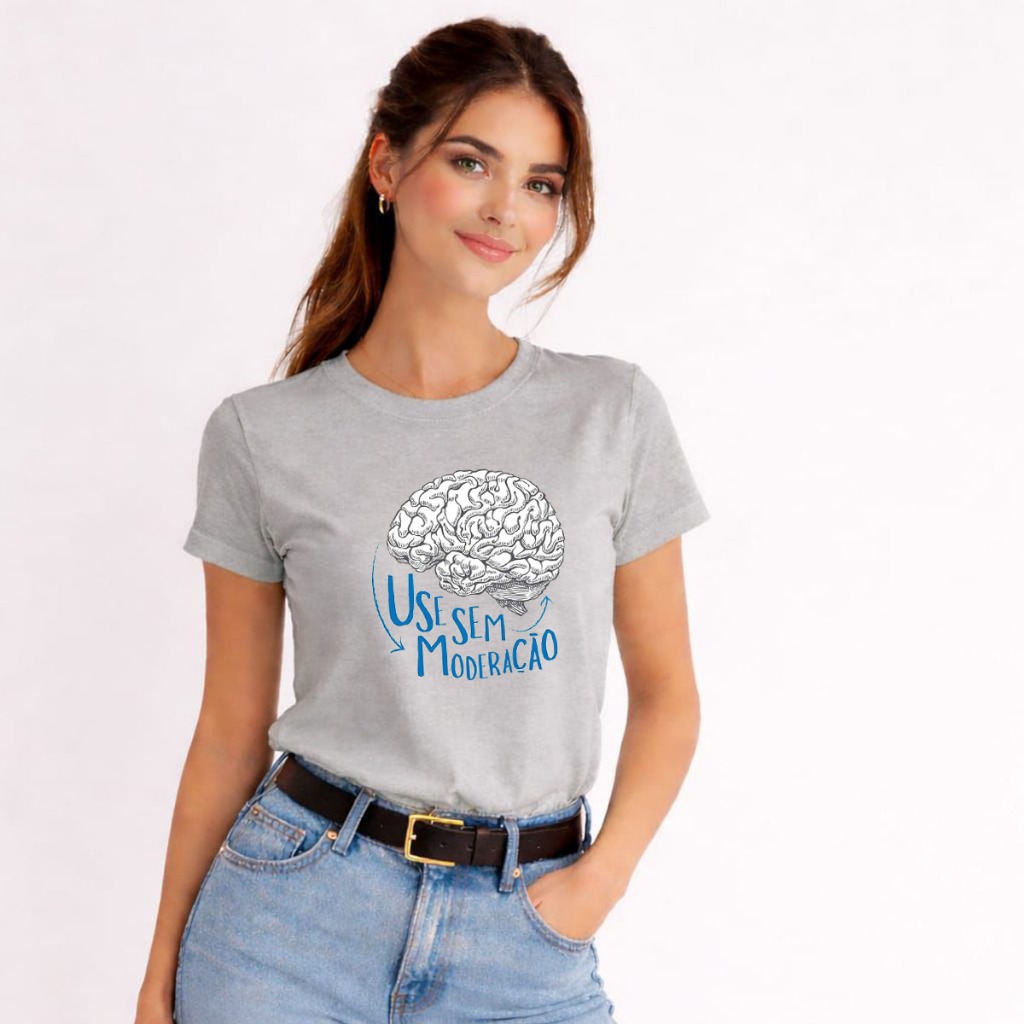 Camiseta Feminina 100% Algodão Baby Look Faculdade Psicologia Cérebro Use Sem Moderação Profissões