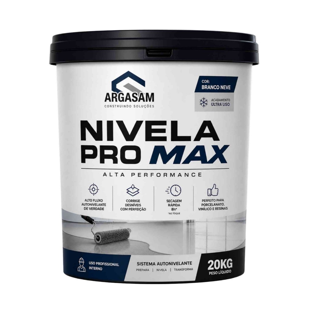 NIVELA PRO MAX cimento aditivado especial para nivelamento de pisos kit (BRANCO NEVE especial) 20kg
