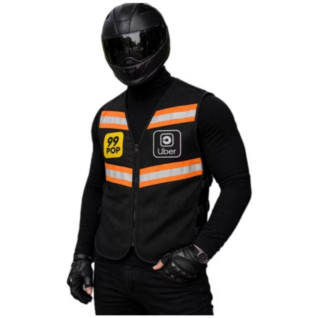 Kit Colete Refletivo Uber Moto 99 Pop Motoboy com Zíper + Blusa UV gola alta — imagem 2 de 2