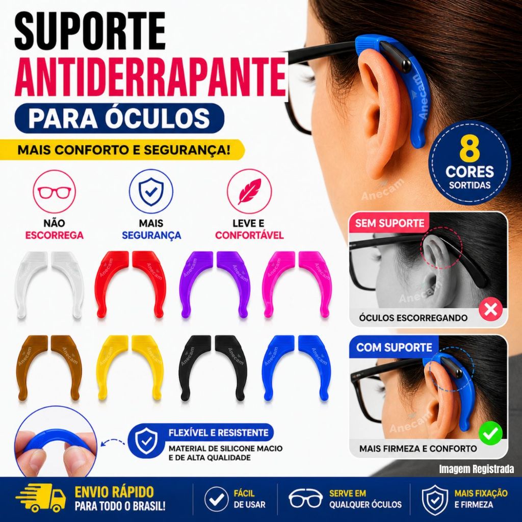 Trava Armação 1/3/5/10 Par Prendedor De Óculos Gancho Silicone Suporte antiderrapante Premium