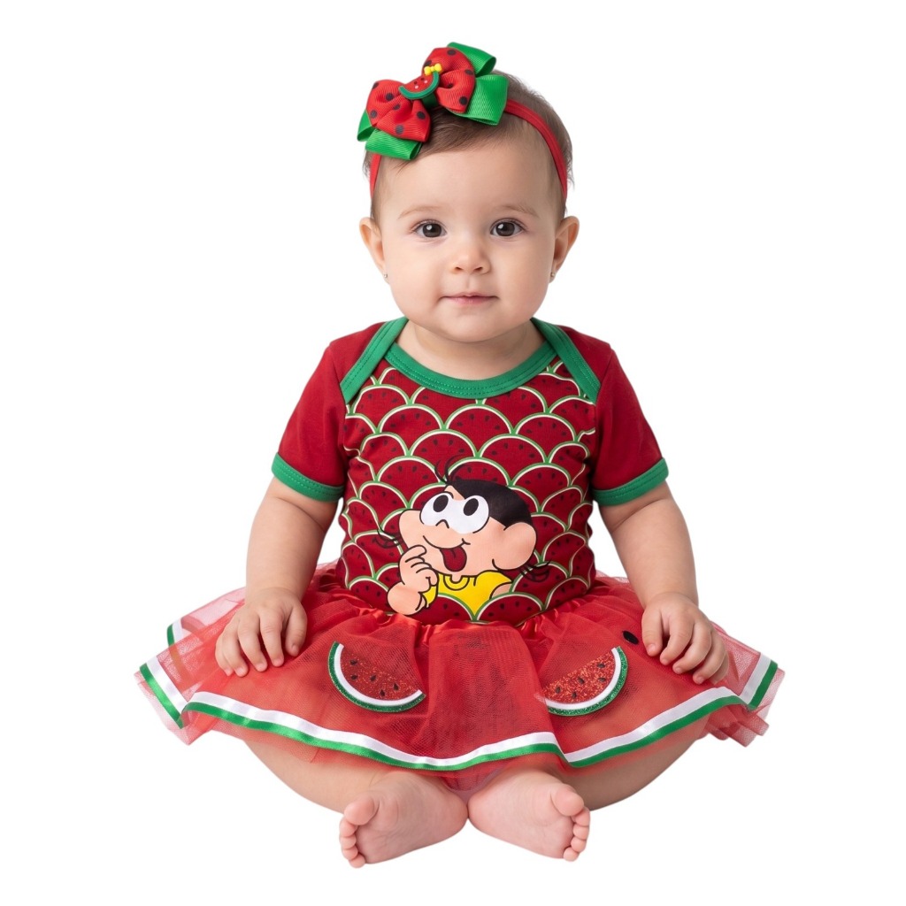 Body Bebe Menina - Magali  + Laço + Saia Tutu - Escolher Modelo -  Mesversário