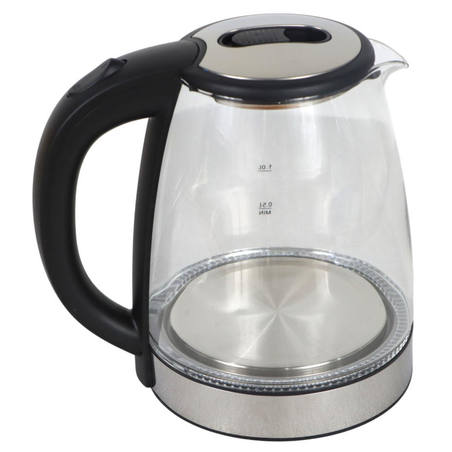 Chaleira Jarra Elétrica Vidro e Aço Inox 1.8L Desligamento Automático e Aquecimento Rápido 110V 220V