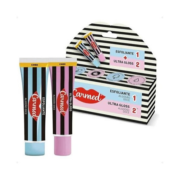 Kit Labial Carmed Sos: Esfoliante + Ultra Gloss Algodão Doce