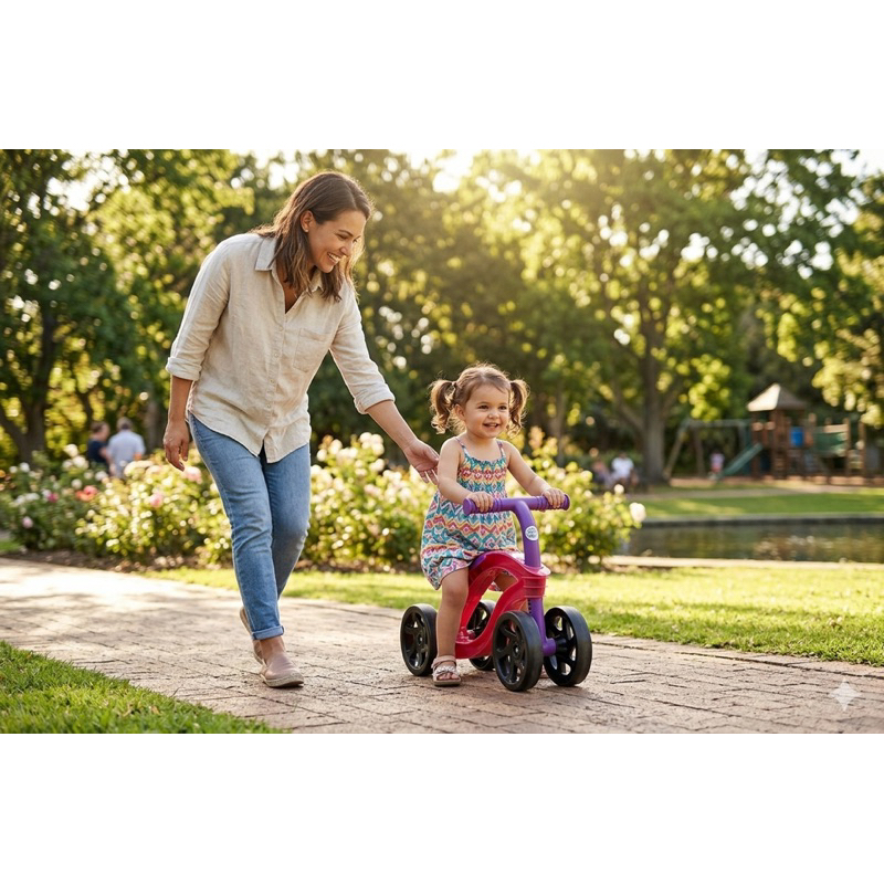 Bicicleta Equilibrio Infantil 4 Rodas Rosa Sem Pedal Aprendizado Seguro Diversao