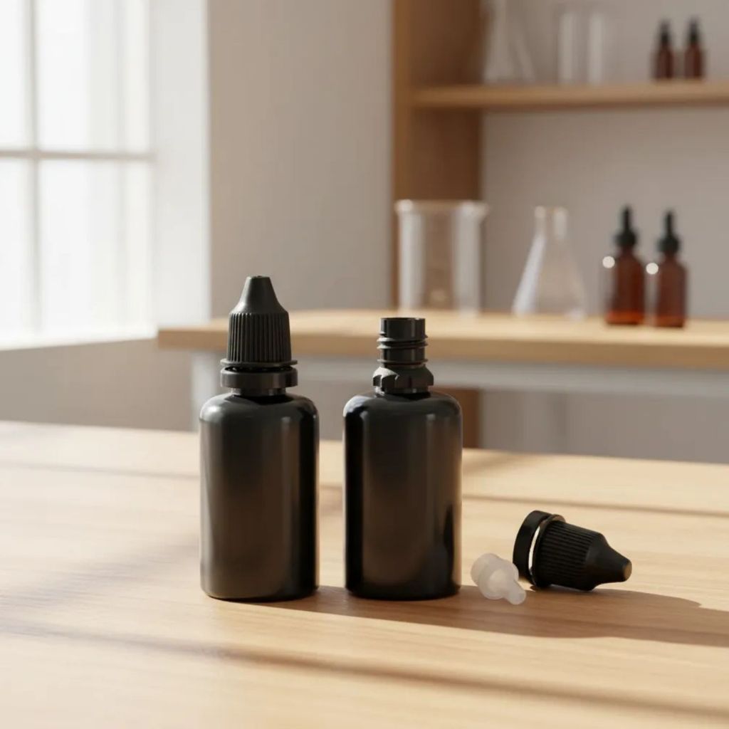 Frascos PREMIUM Plástico 50ml com Conta Gotas Gotejador Tampa P/Óleo Essencial Tintas Essências
