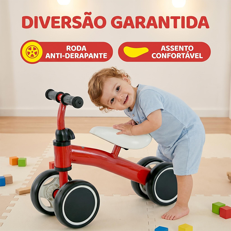 Bicicleta de Equilíbrio Infantil Sem Pedal Andador 4 Rodas Bebê Criança Motocicleta Toys