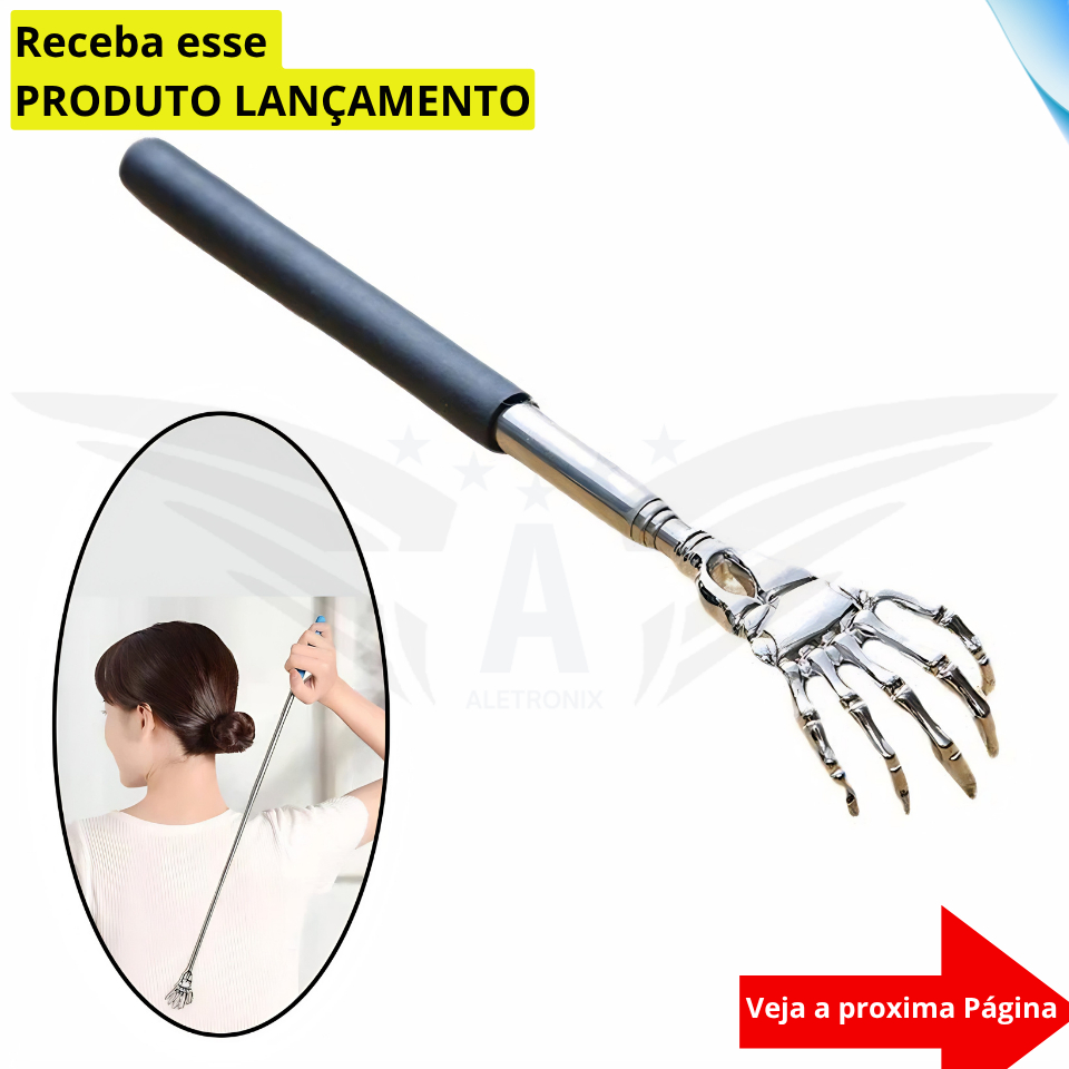 Coçador Costas ÓH CÉUS Retrátil Telescópico 57cm Mão Esqueleto em Metal Cabo Antiderrapante — imagem 2 de 2