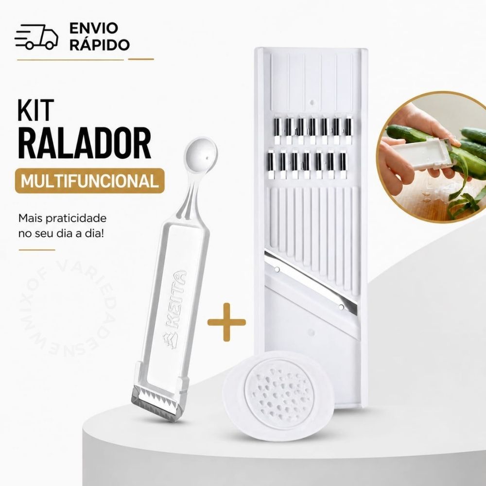 Kit Ralador Cortador De Legumes Frutas Queijos Boleador Descascador de Legumes e Frutas Keita-NEW