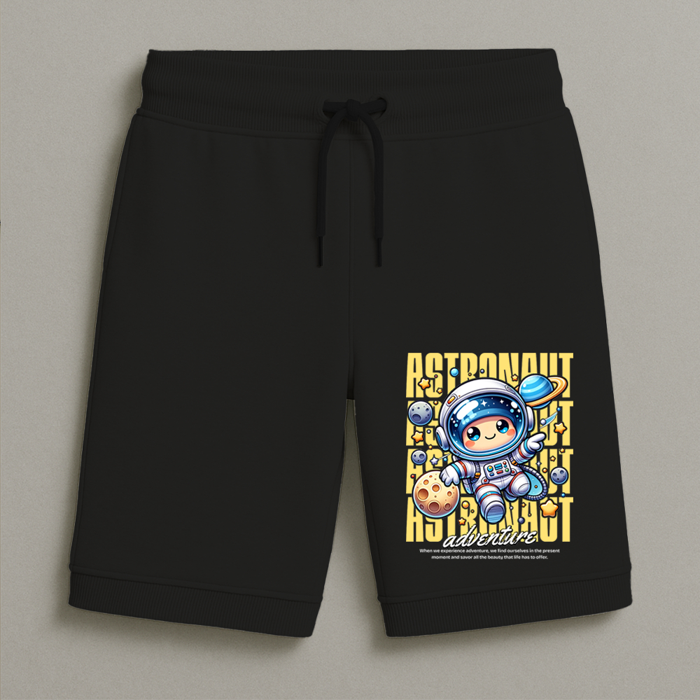 Bermuda Moletom Masculina Infantil Estampada Astronauta Fofo Conforto Streetwear Do Tamanho 8 ao 16