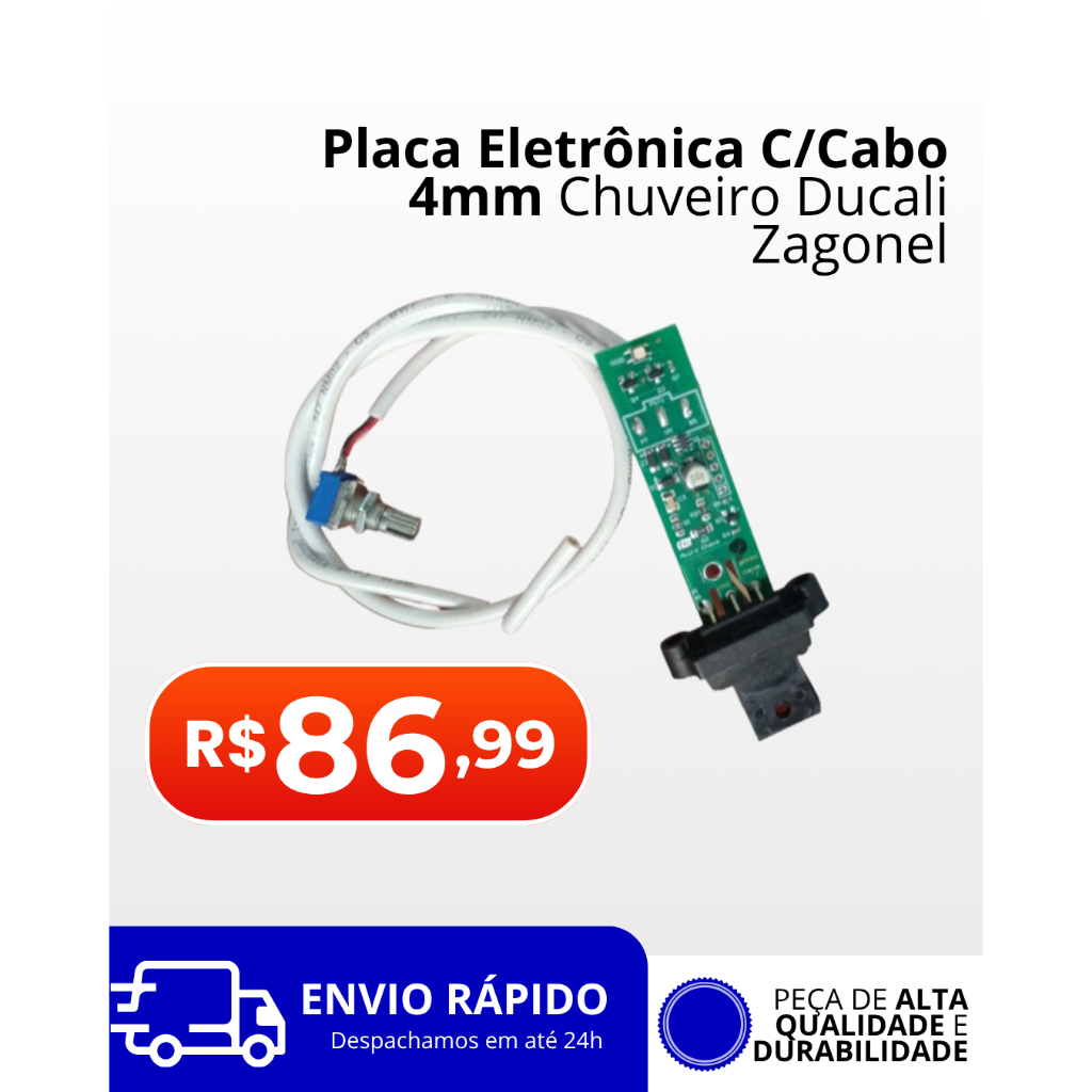 Placa Eletrônica C/Cabo 4mm Chuveiro Ducali Zagonel