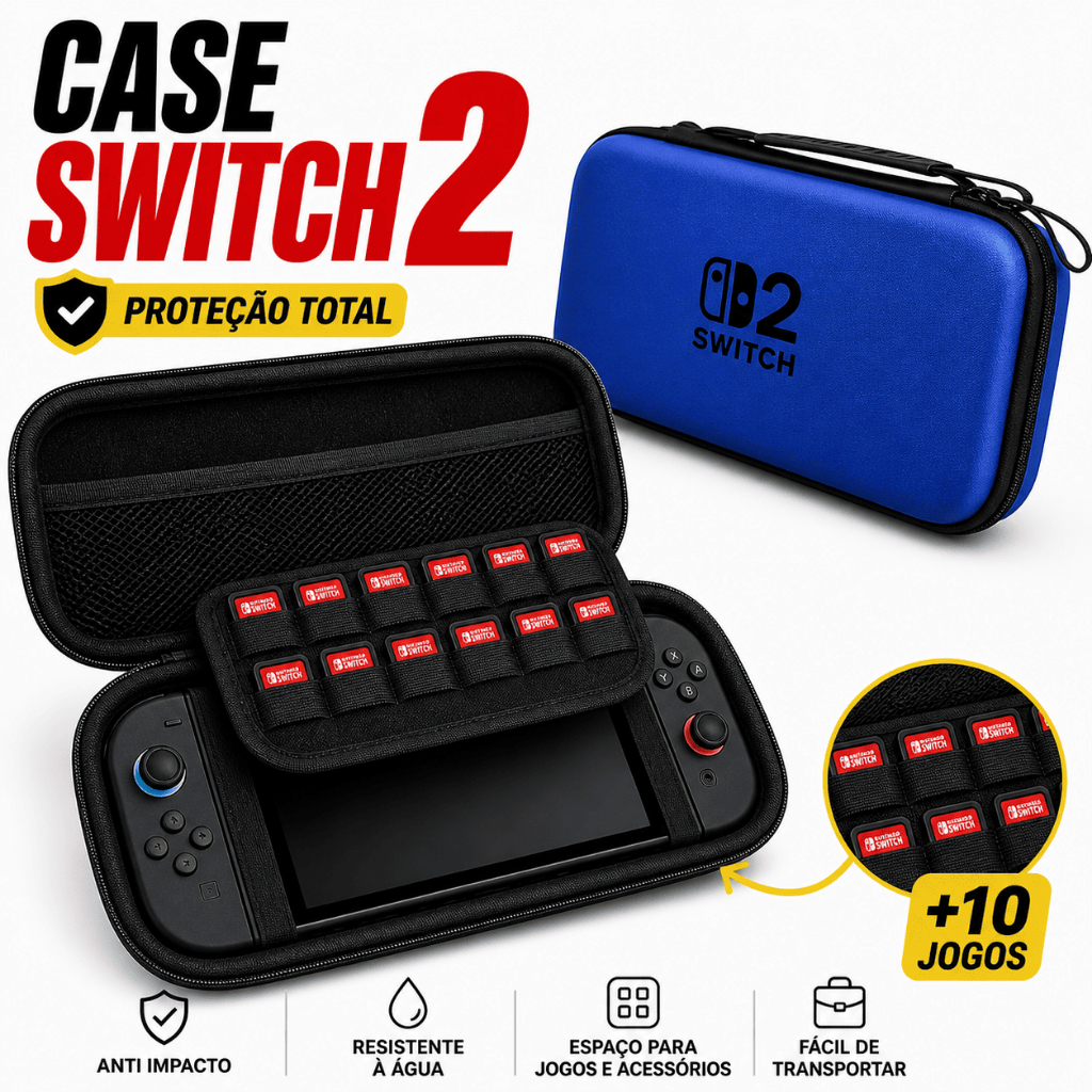 Imagem Case Transporte P/ Nintendo Switch 2 Proteção Bolsa Estojo Acessório Videogame Capa Viagem Console