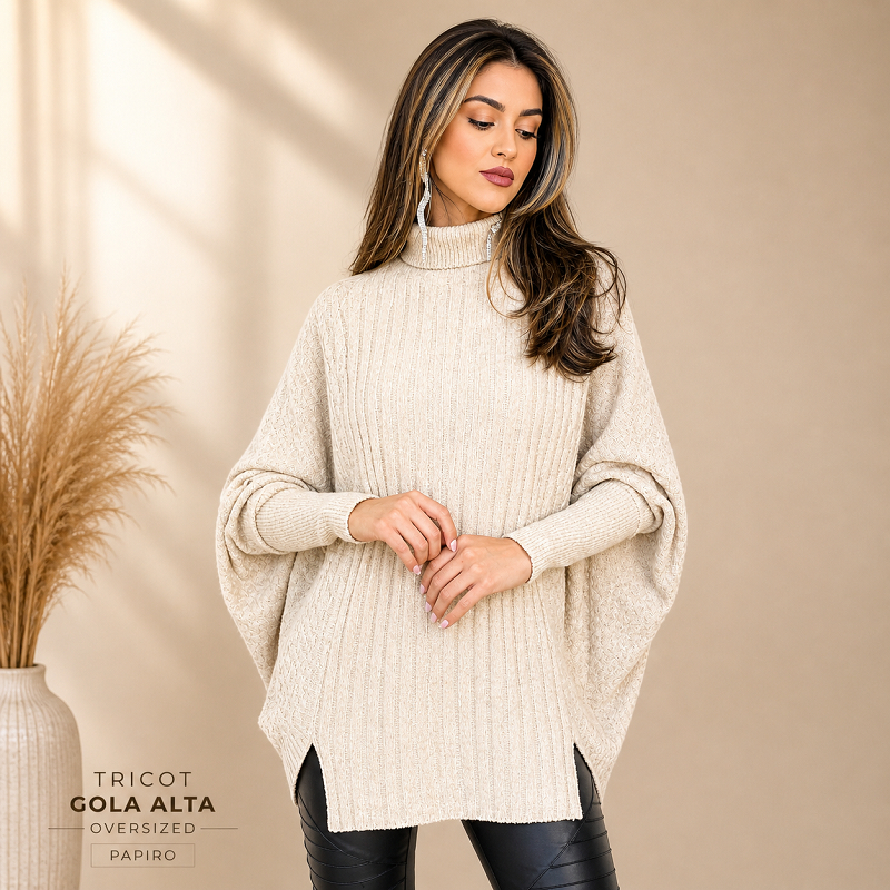 Poncho Feminino Tricot Premium Elegante Inverno Quentinho Capa Moda Elegante Casual