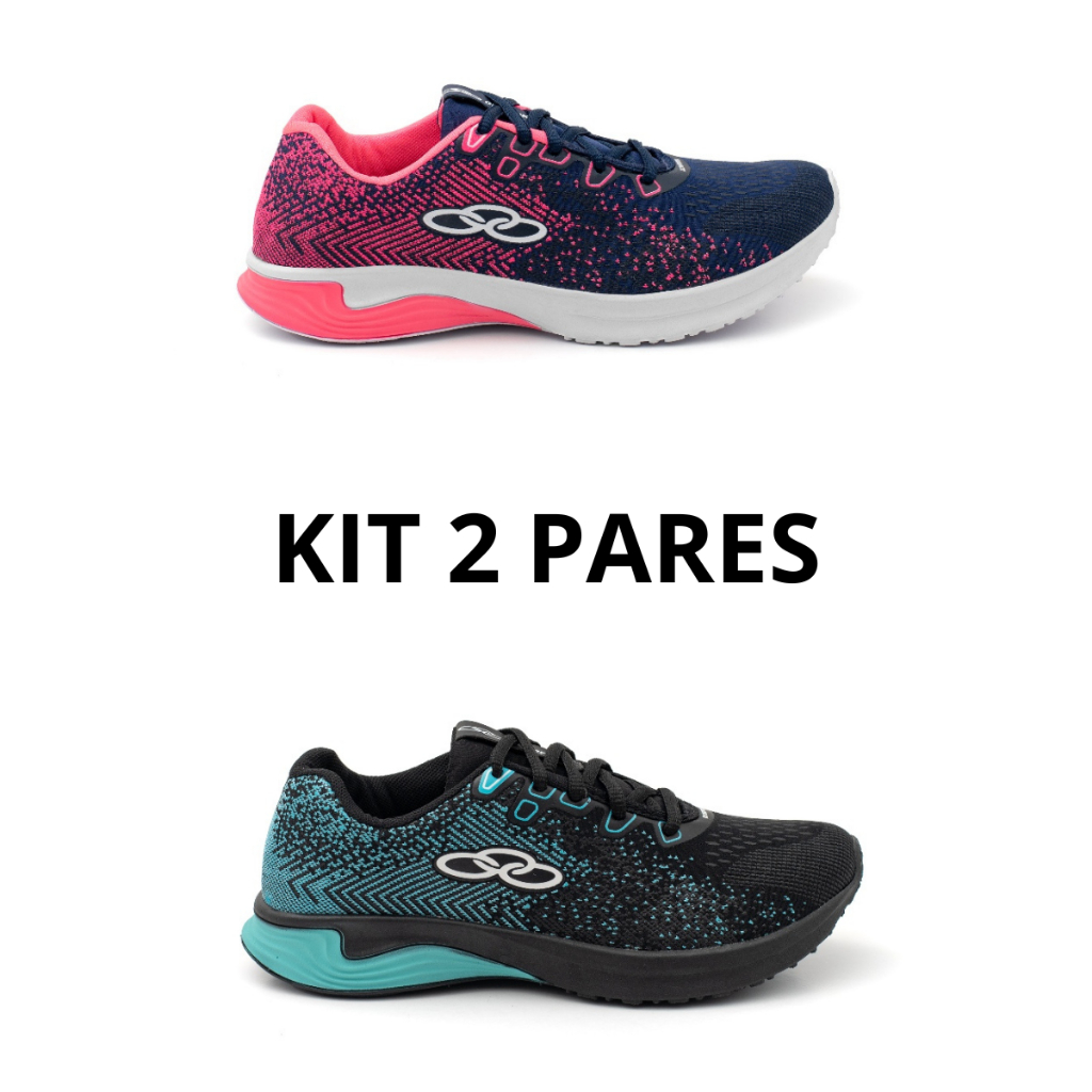 Kit 2 Pares Tênis Feminino Academia Unissex Treino Corrida Caminhada Esportivo Leve Confortável