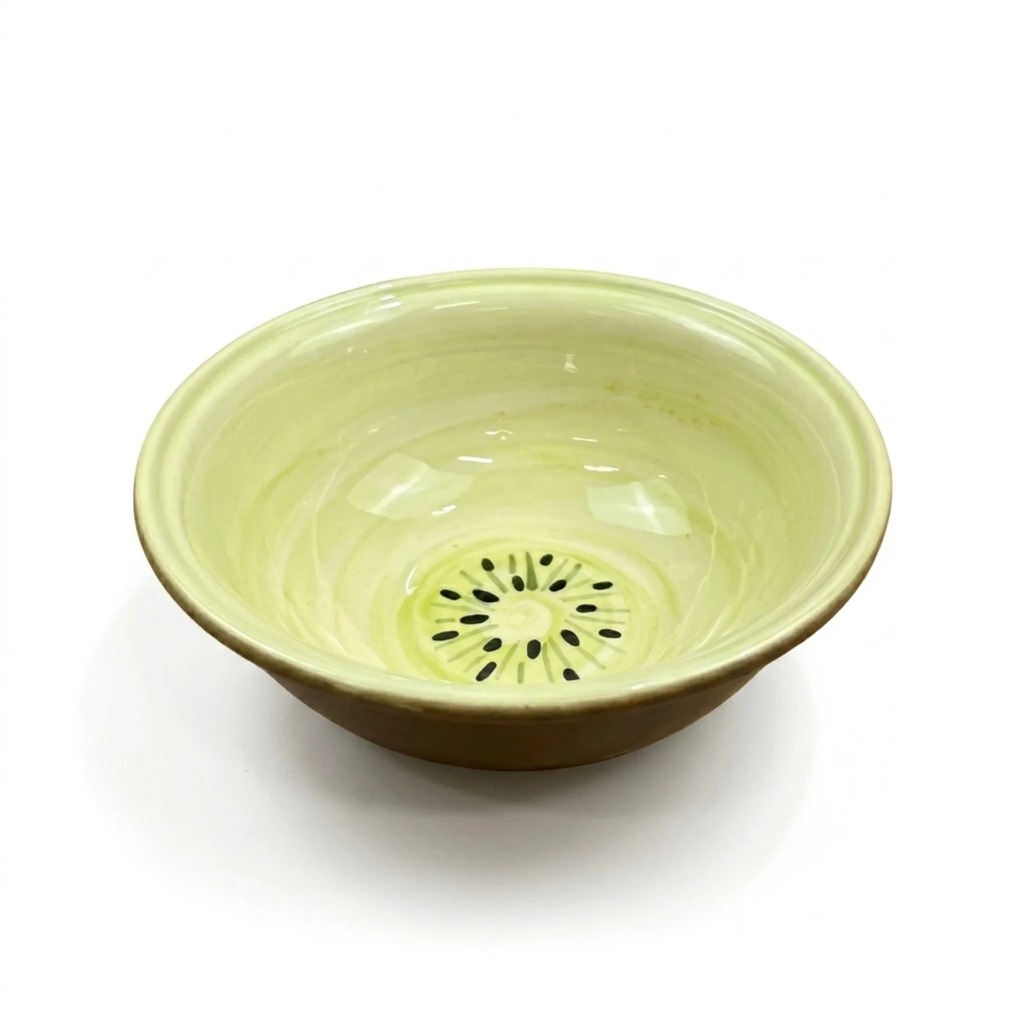 Tigela Cumbuca Verde Estampada Kiwi 1 Litro Em Cerâmica Tamanho Pequena