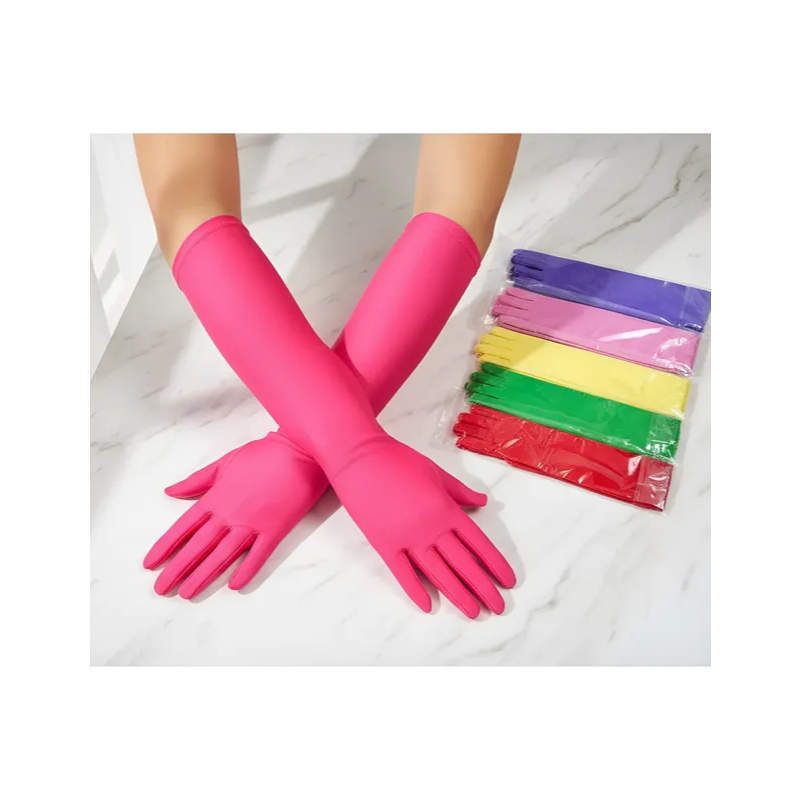 Luva Longa Comprida 40cm Número 12 Cores Fantasia Cosplay Antebraço Amarela Rosa Roxo Vermelho Cetim