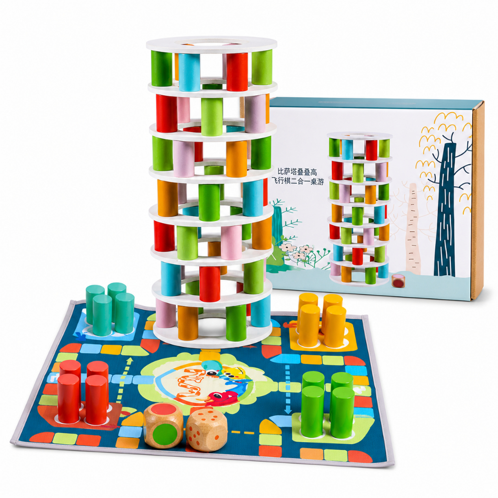 Brinquedo Educativo Coordenação Motora Dicção Empilha Blocos de Montar Torre de Empilhar Cores Ludo