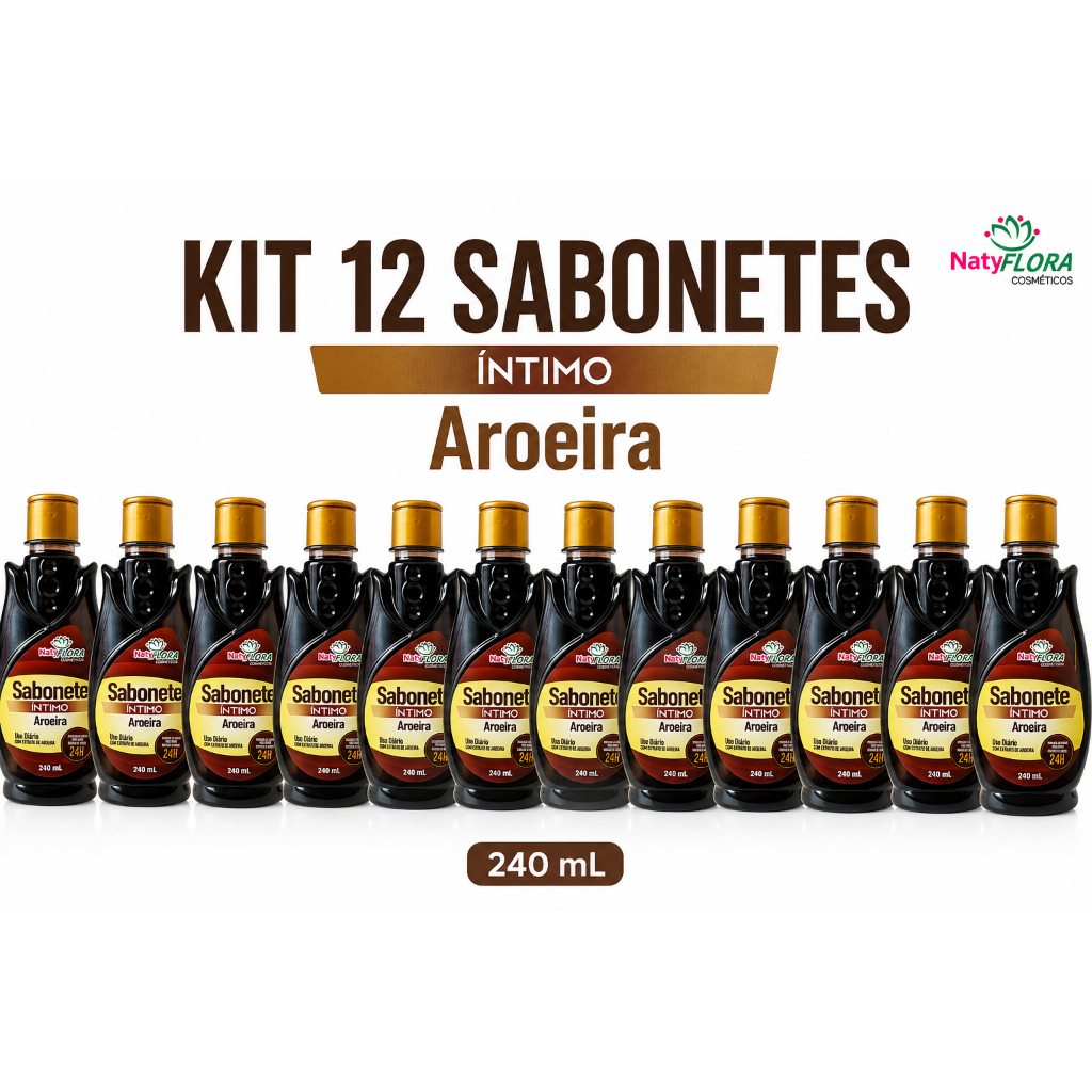 Kit 12 Sabonete Íntimo Naty Flora  Aroeira 240ml Original Atacado