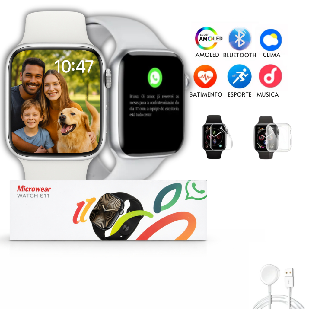 Relogio Fitness Smartwatch 2026 S11 Para Android Samsung Xiaomi iPhone Faz Recebe Chamada Unisex