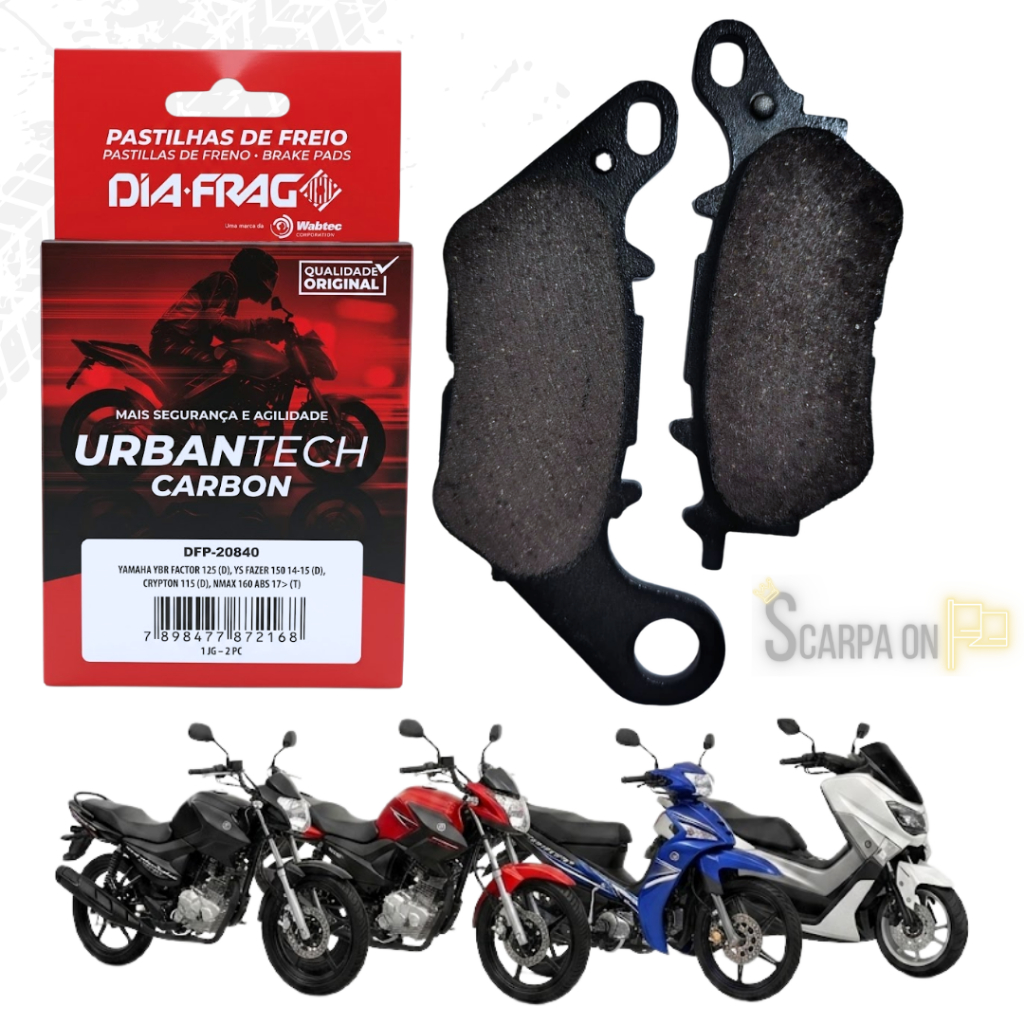Pastilha de Freio Yamaha Nmax 160 / Factor 125 / Fazer 150 / Crypton 115 Dia-Frag Carbon Original