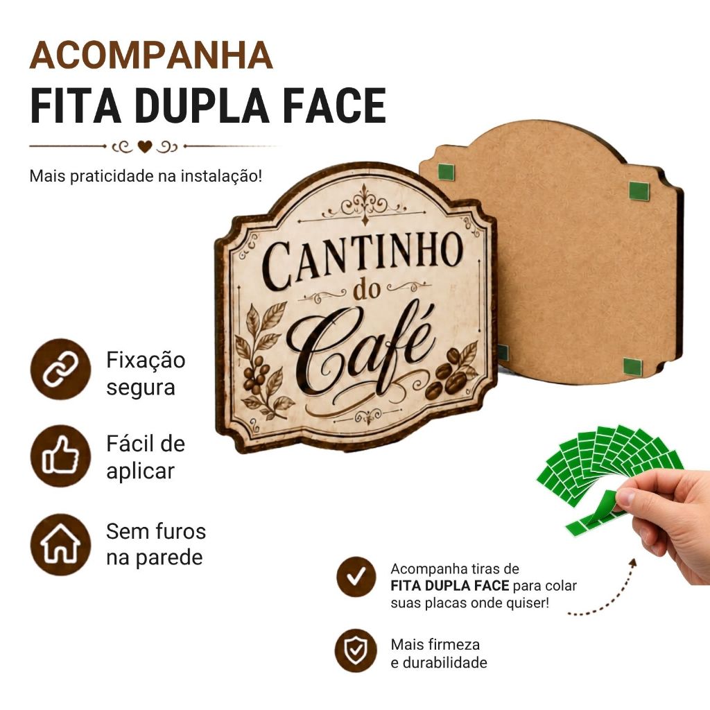 Kit 5 Placas MDF Cantinho Do Café Decoração Cozinha Gourmet