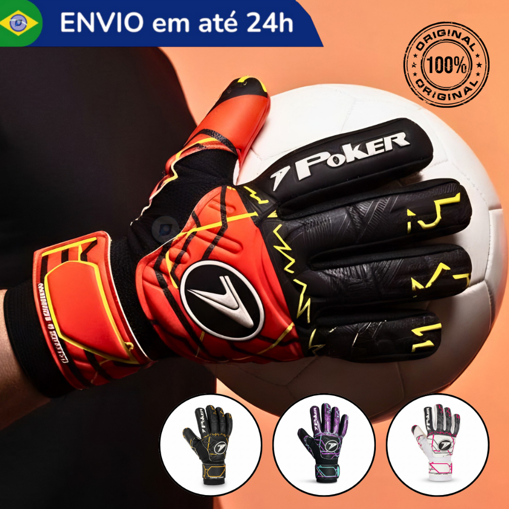 Luva Futebol Poker Champion 9 Semi Profissional Campo Society Resistente Masculino Feminino Original