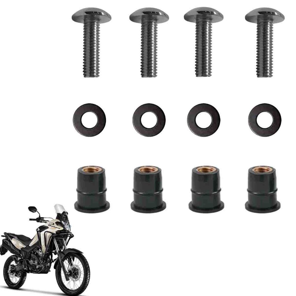 Kit Bucha Bolha Nova Xr300 Sahara 300 Parafuso e Arruela Padrão Original Parabrisa Xre300 Kit 4