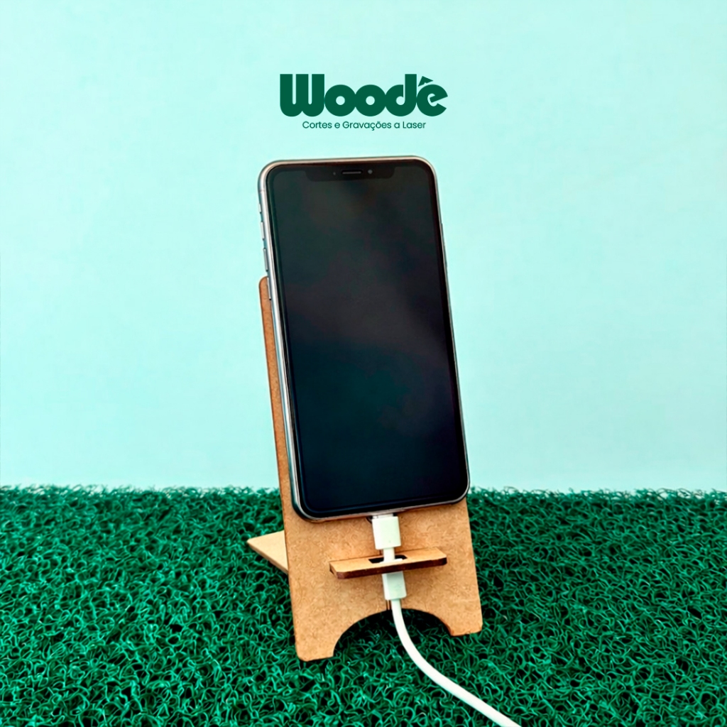 Kit Com 10 Suporte Celular Universal Entrada Para Carregador em MDF Cru