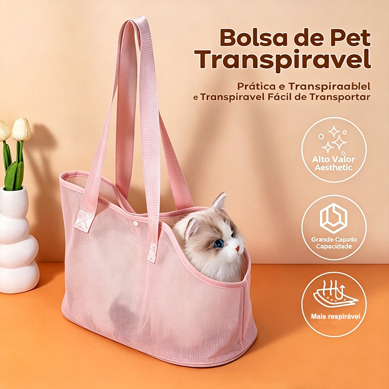 Bolsa Portátil Transportadora Pet Respirável para Gatos Alça Reforçada para Saídas