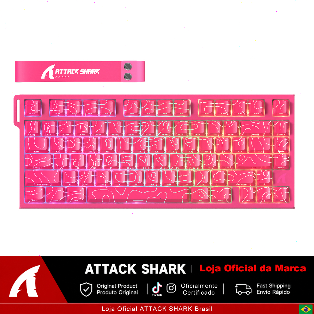 ATTACK SHARK R82 HE Teclado Mecânico 75% TKL, Rapid Trigger, Switch Magnético, 8K Polling
