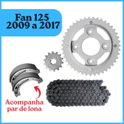 Kit Relacao Tracao Transmissao Cg Titan Fan 125 2009 A 2013 + PATINS FREIO